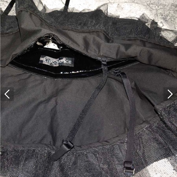 Lip Service Mini Skirt Tulle Leather Latex with Garter Straps Vintage 90s - Picture 7 of 7